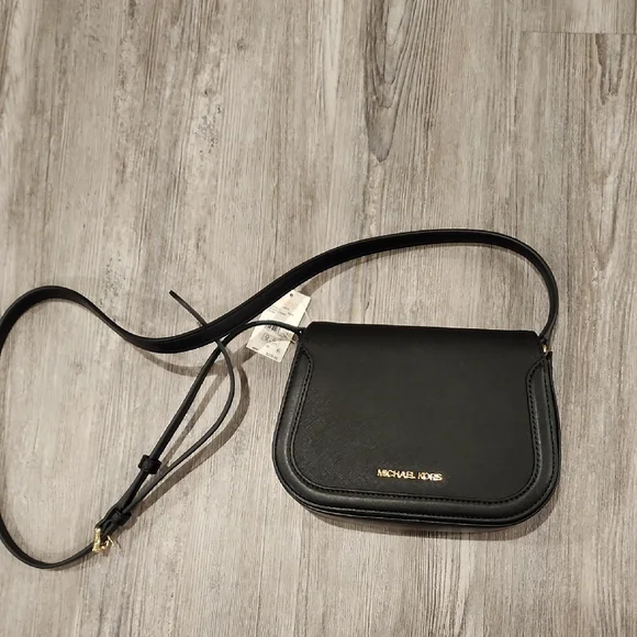 Michael Kors Black Lucie Small Saddle Crossbody Bag - Picture 2 of 4